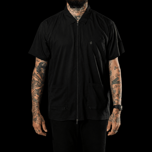 Barber Strong Barber Jacket Black front view on model