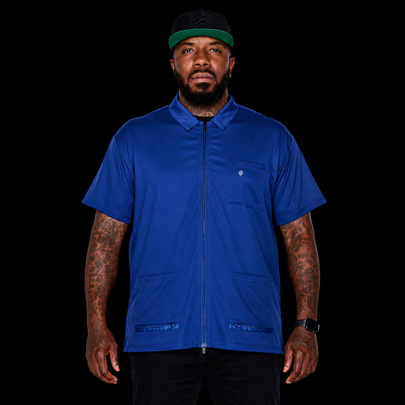 Barber Strong Barber Jacket Blue front view