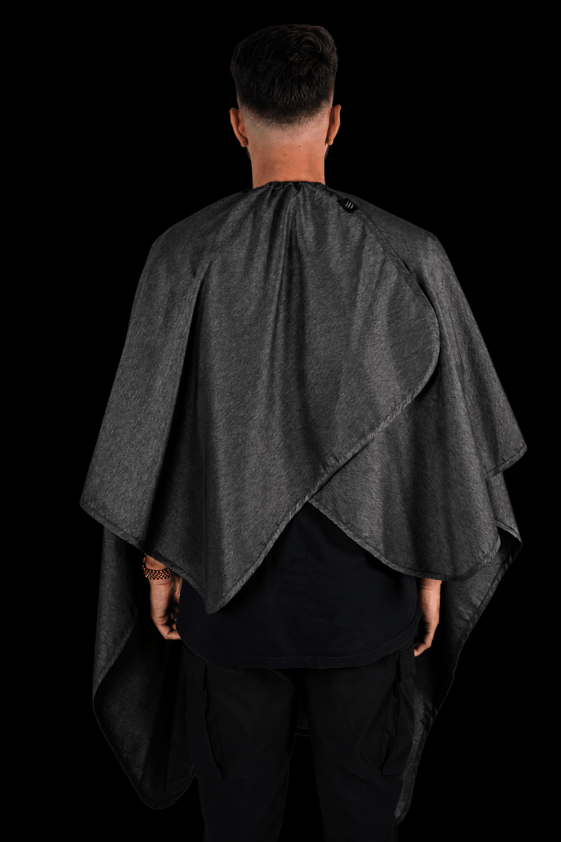 Barber Strong Classic Barber Cape Gunmetal Pinstripe – rear view