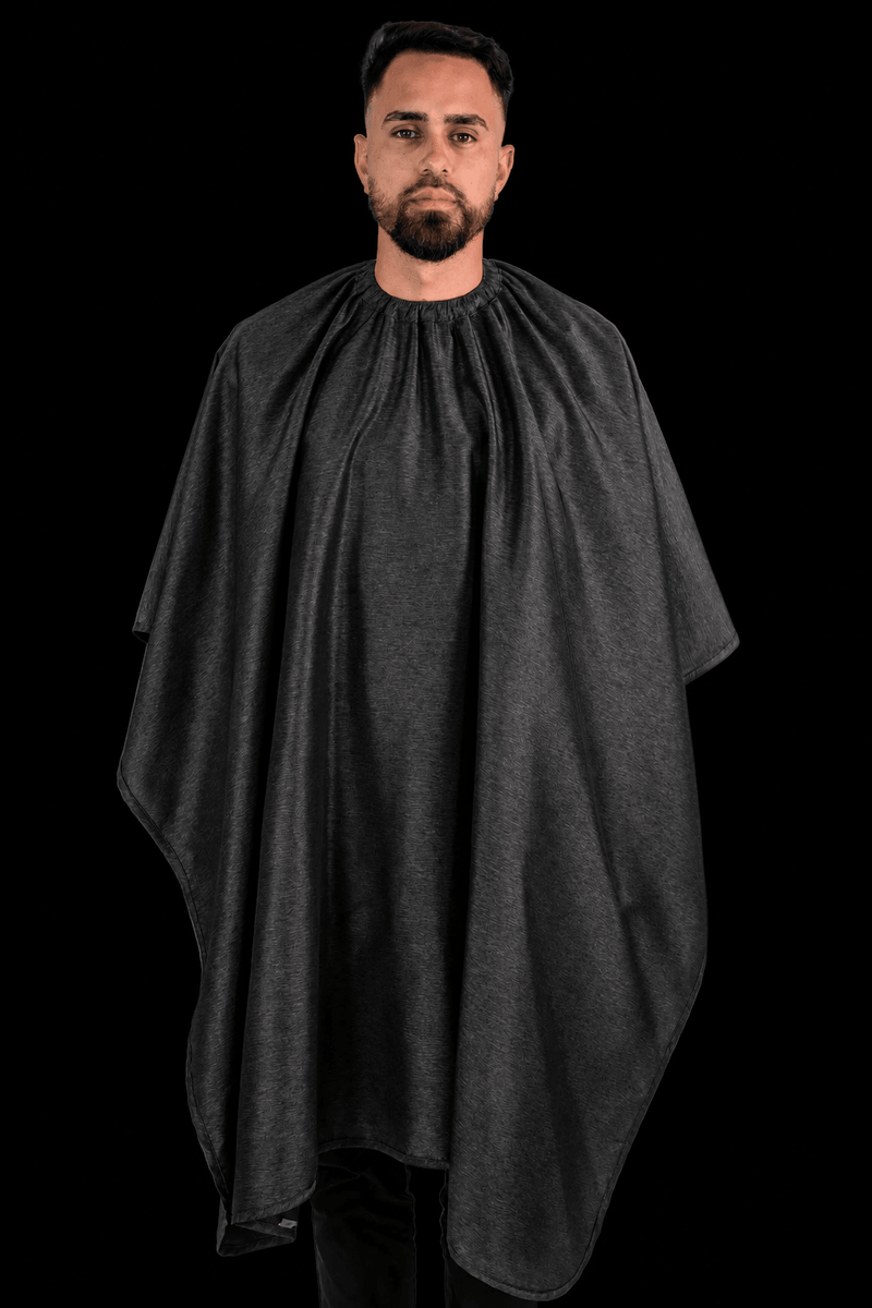 Barber Strong Classic Barber Cape Gunmetal Pinstripe – front view