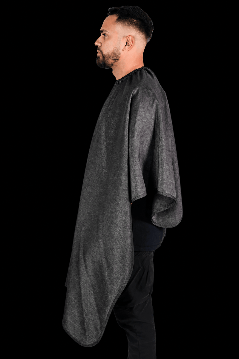 Barber Strong Classic Barber Cape Gunmetal Pinstripe – side profile