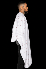 Barber Strong Shield Collection Barber Cape White – side profile view