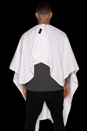 Barber Strong Shield Collection 24K White Gold barber cape rear view