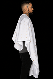 Barber Strong Shield Collection 24K White Gold barber cape side profile view