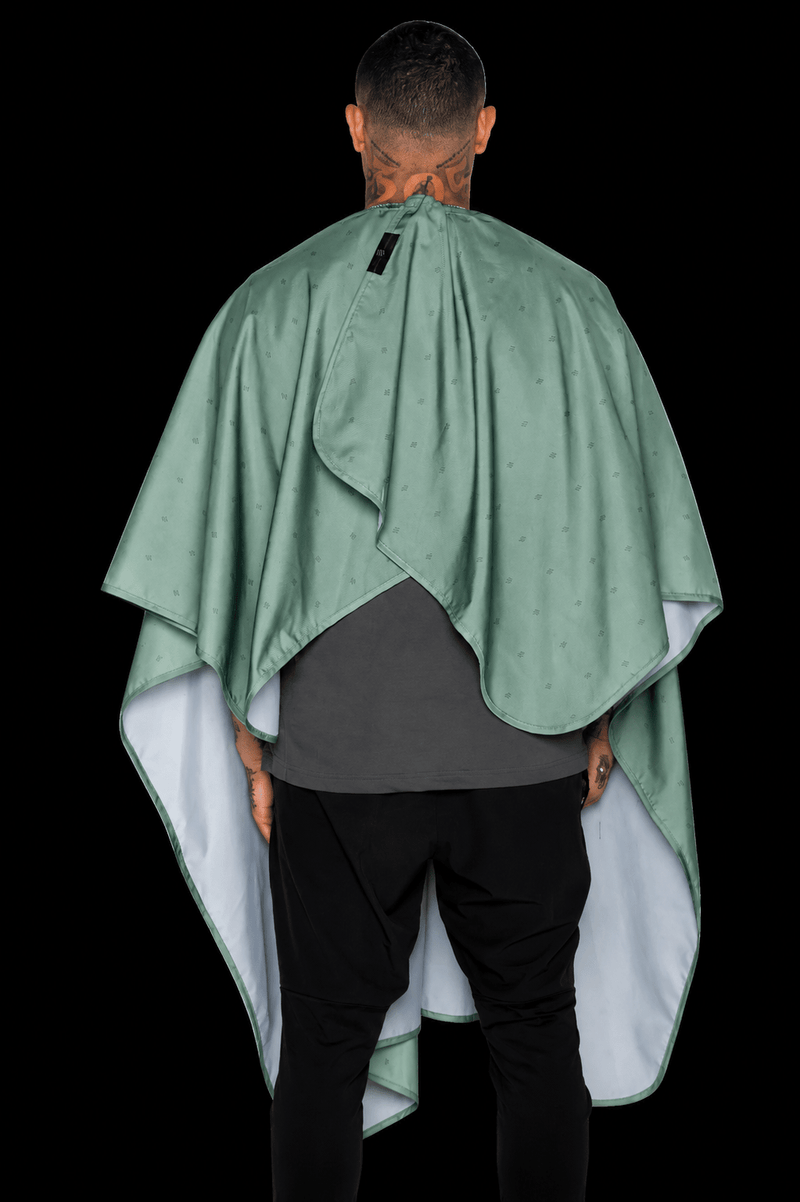 Barber Strong Shield Collection barber cape army green rear view