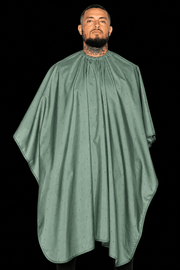 Barber Strong The Barber Cape Shield Collection barber cape in army green front view