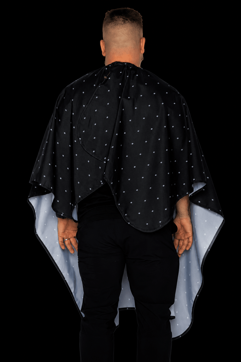 Barber Strong Shield Collection barber cape black rear view