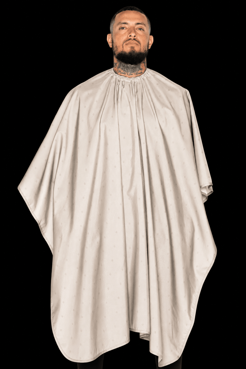 Barber Strong The Barber Cape Shield Collection barber cape in sand front view