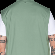 Barber Strong Vest Army Green 2XL fabric texture detail on a black background