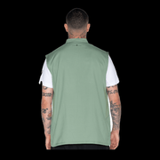 Barber Strong Vest Army Green Large back product photo on a black background