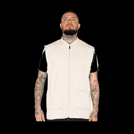 Barber Strong Vest Khaki Large front product photo on a black background