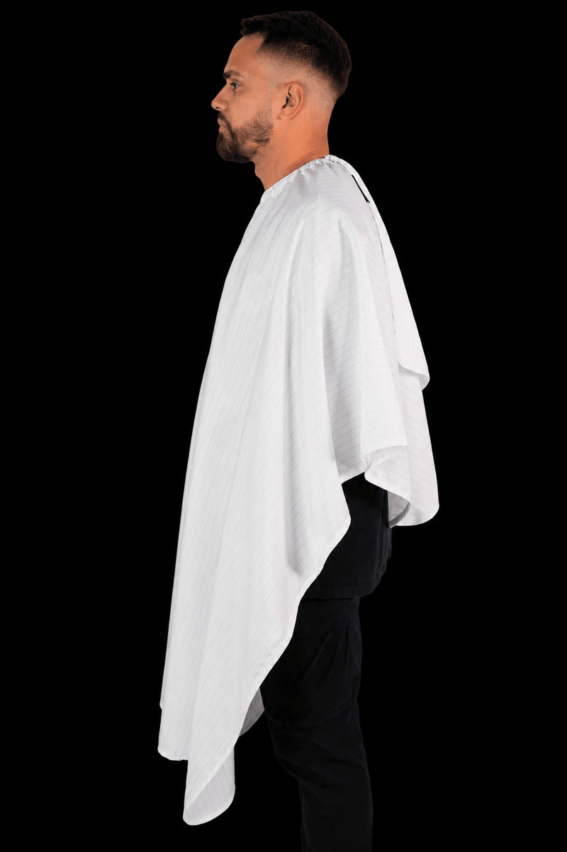 barber strong White barber cape side profile