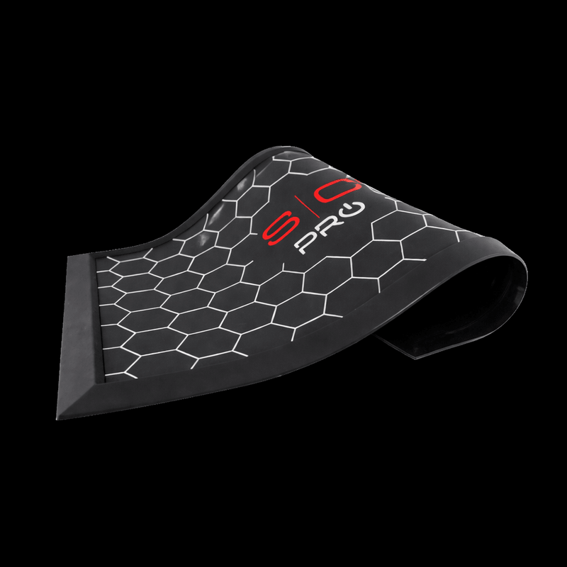 Barber tool mat angle view anti slip station mat for organizing clippers and barber tools Primos Barber Supply
