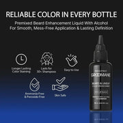 Beard lineup color enhancement spray features long lasting color easy airbrush application and skin safe formula