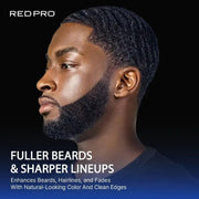 Fuller beard and sharper lineup using beard color enhancement spray for natural looking results
