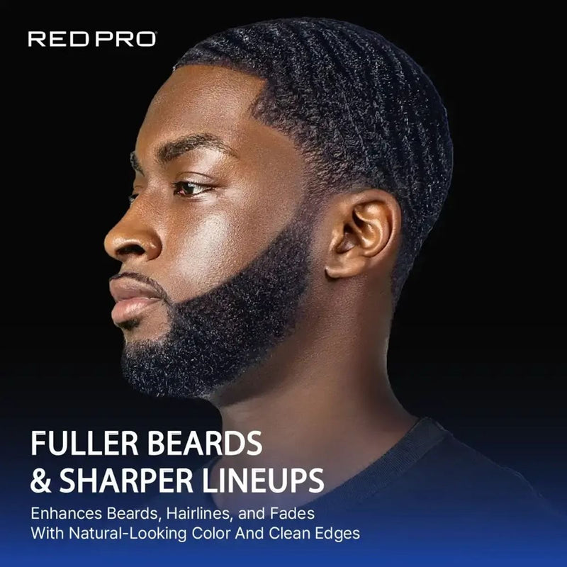 Fuller beard and sharper lineup using beard color enhancement spray for natural looking results