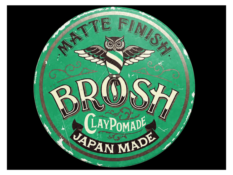 Brosh Clay Pomade Matte Finish Green – label front view on black background