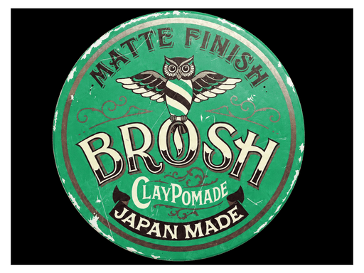 Brosh Clay Pomade Matte Finish Green – label front view on black background