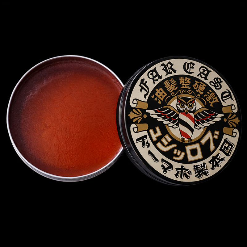 Brosh Far East Hard Pomade 4oz – open jar showing high shine texture