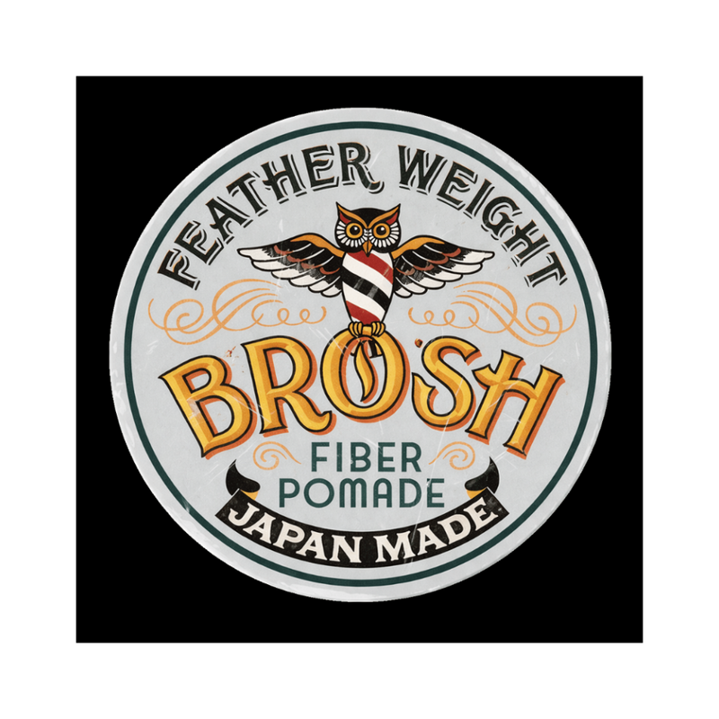Brosh Feather Weight Fiber Pomade 4oz – front view Japan-made flexible hold matte finish