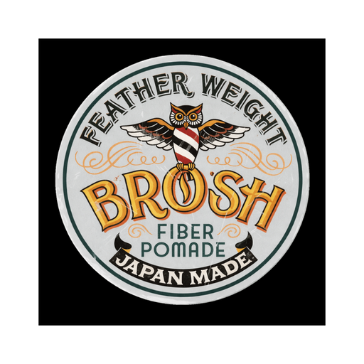 Brosh Feather Weight Fiber Pomade 4oz – front view Japan-made flexible hold matte finish