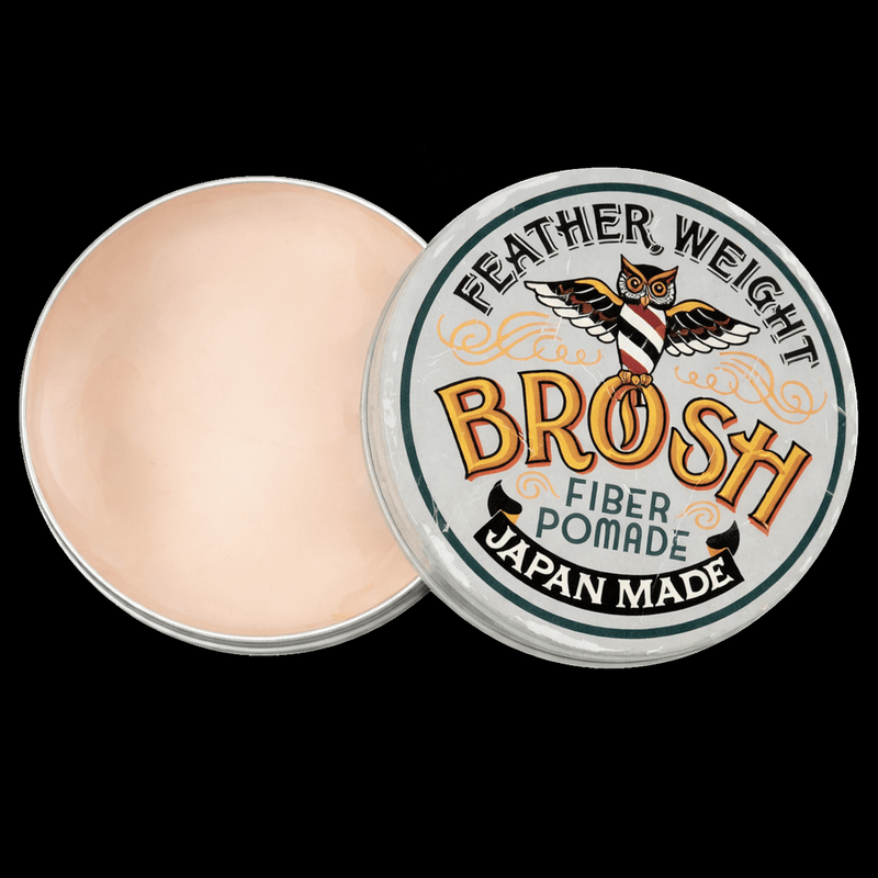 Brosh Feather Weight Fiber Pomade 4oz – open jar showing lightweight texture