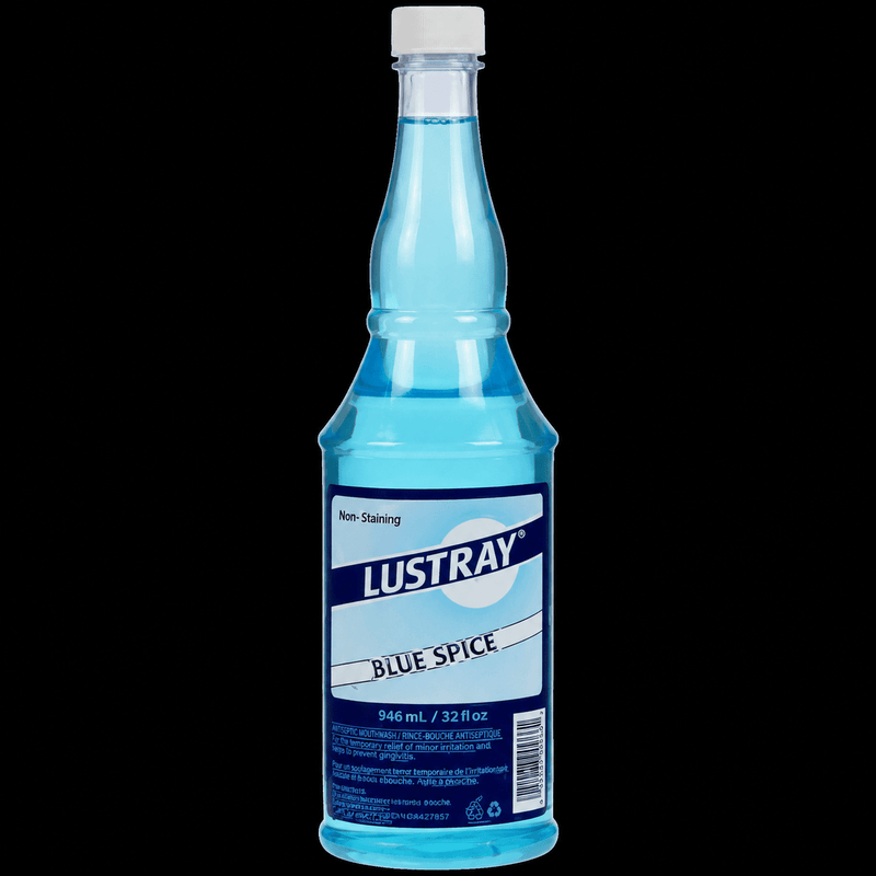 Clubman Pinaud Lustray Blue Spice After Shave 14oz – bottle on black background