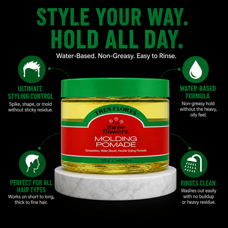 Clubman Tres Flores Molding Pomade – flexible styling with non-greasy finish