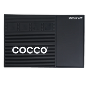COCCO barber station mat with non-slip surface for organizing clippers, trimmers, shears, and barber tools.