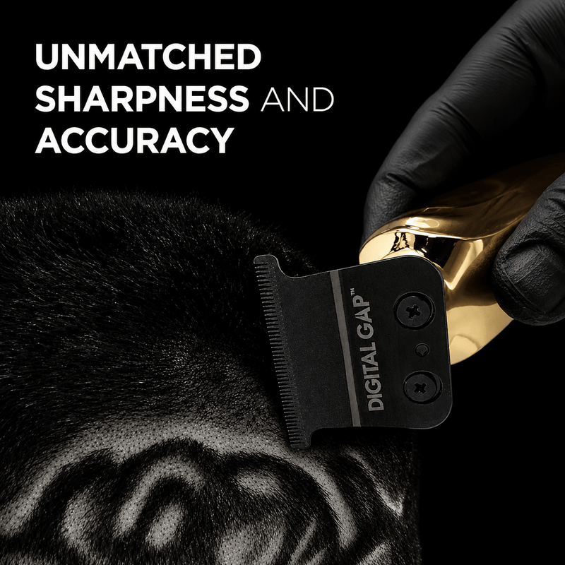 Cocco Digital Gap trimmer blade creating sharp lineup and detailed haircut design