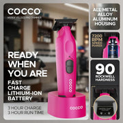 Cocco Hyper Veloce Pro Trimmer Pink – on charging base with features
