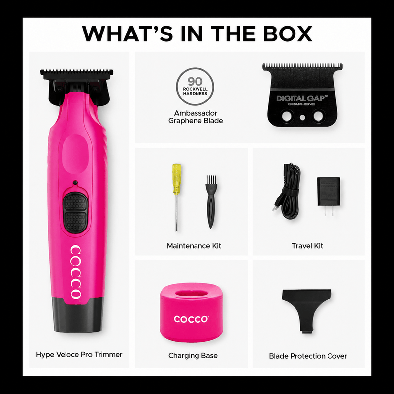 Cocco Hyper Veloce Pro Trimmer Pink – what's in the box accessories list