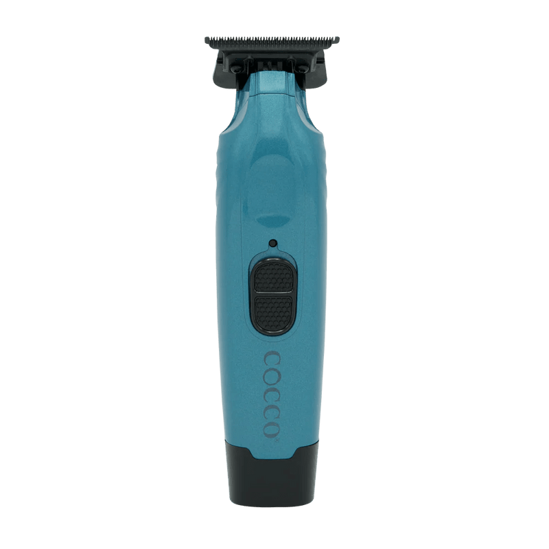 Blue and black grooming tool with 'COCCO' branding on a transparent background