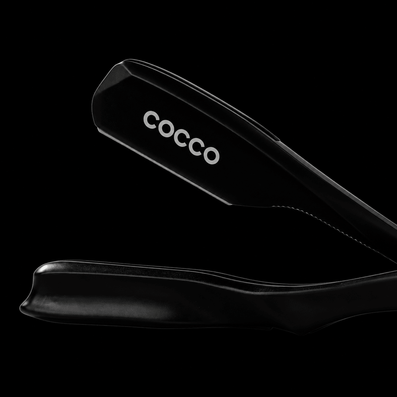 Cocco T11 Matte Black professional folding straight razor open detail view