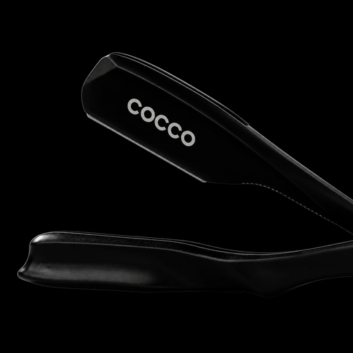 Cocco T11 Matte Black professional folding straight razor open detail view