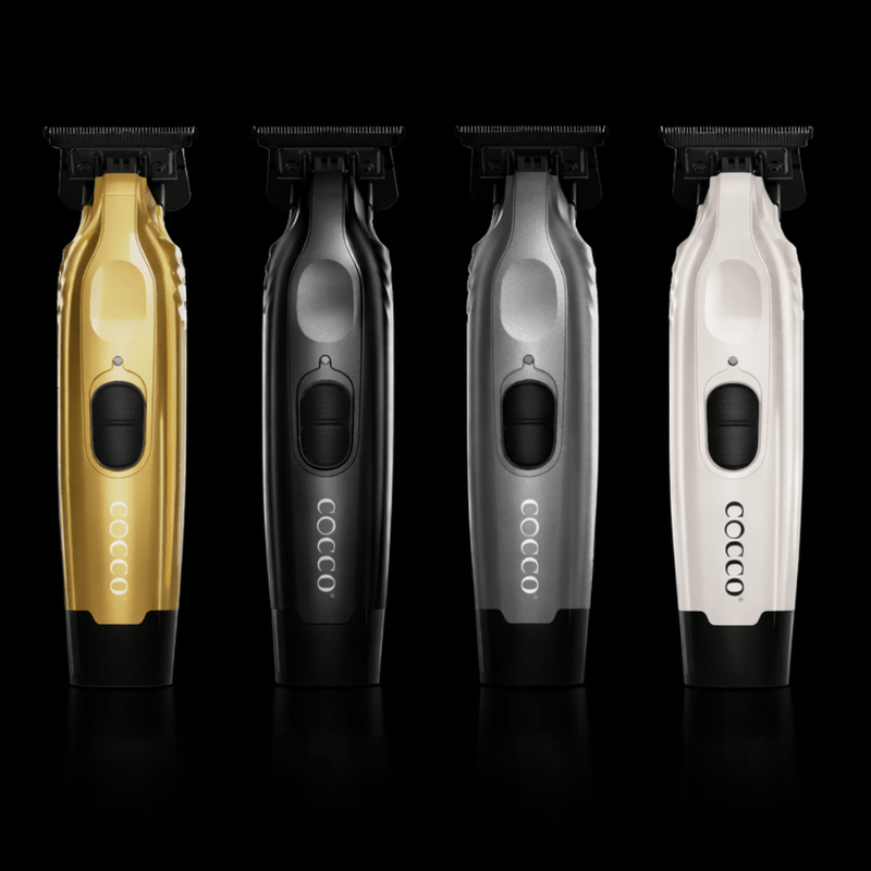 Cocco Veloce Pro Trimmer in matte black matte grey gold and pearl white professional barber trimmers