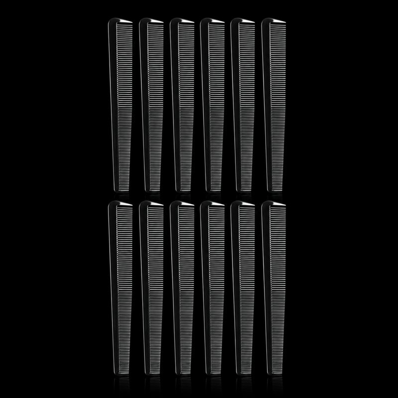 Diane 7 1/4 Barber Comb 12 Pack – combs on black background