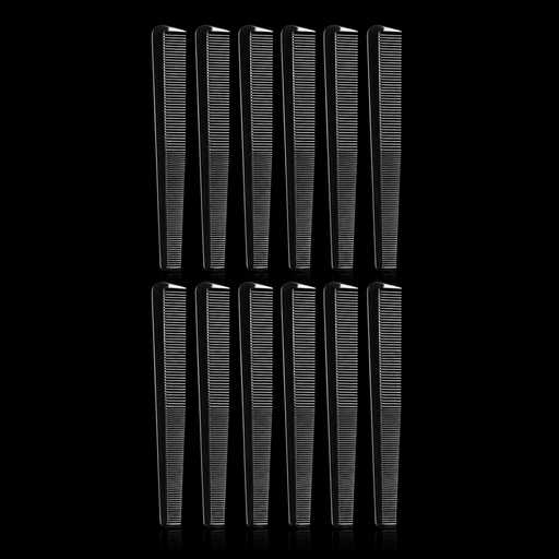 Diane 7 1/4 Barber Comb 12 Pack – combs on black background