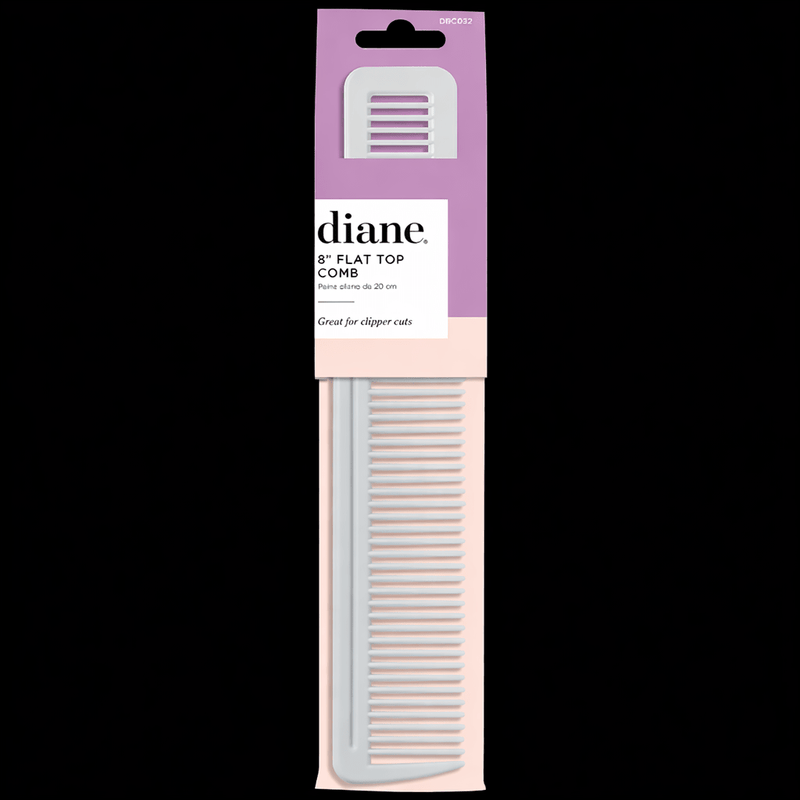 Diane 8-Inch Professional Flat Top Comb White – detail view