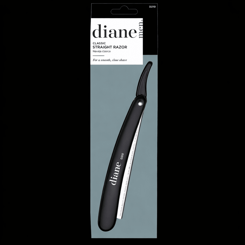 Diane Classic Straight Razor D210 in professional retail packaging with black handle.