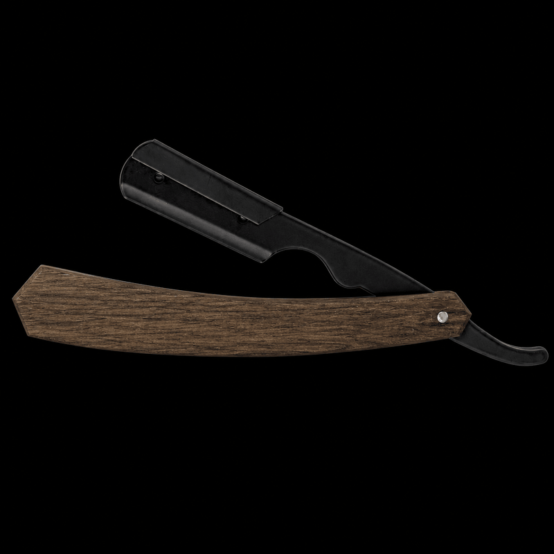 Diane Deluxe Wood Straight Razor D78 professional barber razor with wood handle on black background