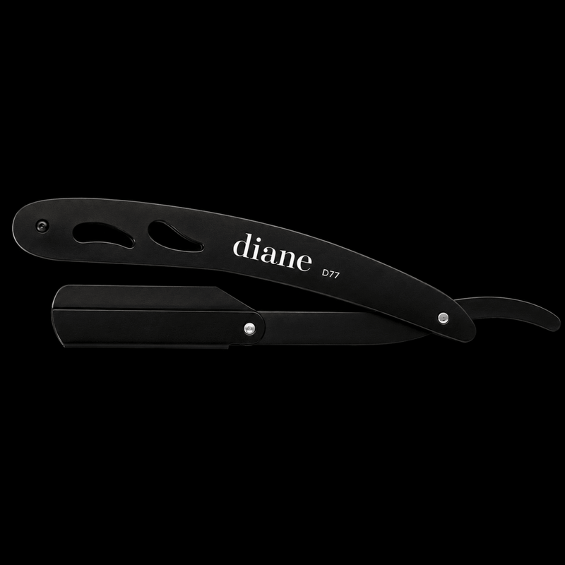 Diane Deluxe Stainless Steel Straight Razor – partially open view