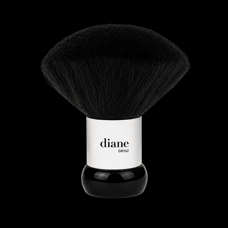 Makeup brush with black bristles and a white label displaying 'diane' on a transparent background