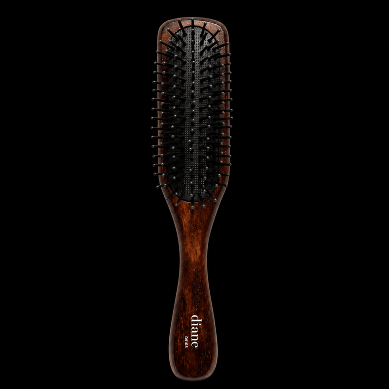 Diane Oak Wood 2-in-1 Grooming Brush – front view with ergonomic wooden handle
