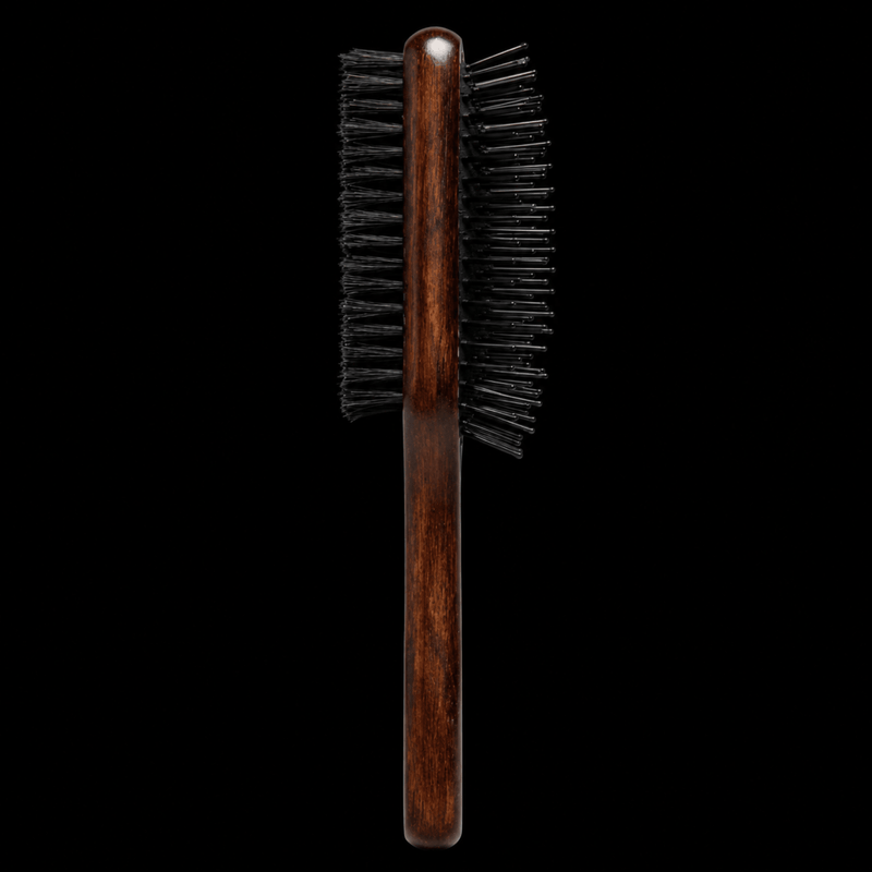 Diane Oak Wood 2-in-1 Grooming Brush – side view showing natural boar bristles