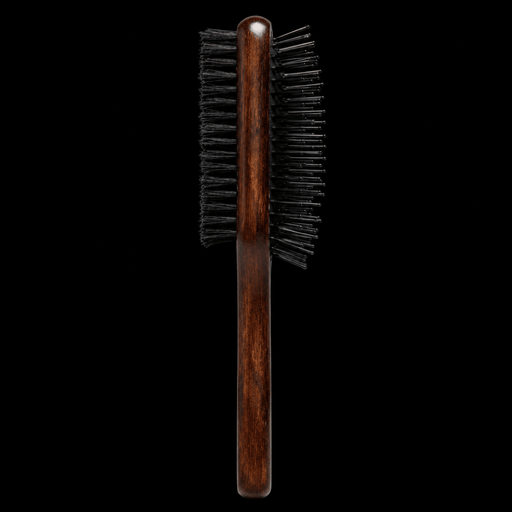 Diane Oak Wood 2-in-1 Grooming Brush – side view showing natural boar bristles