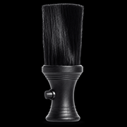Diane Powder Neck Duster D110, black brush with soft bristles and powder dispenser handle, front view on a black background