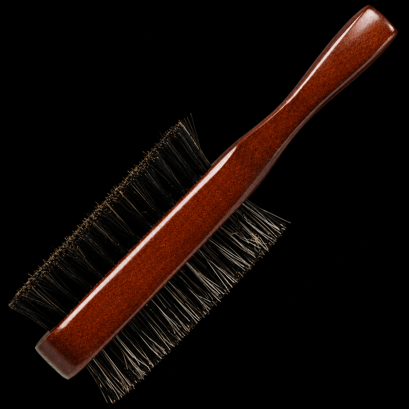 Diane Premium 2-Sided Club Brush – boar bristles and wood handle detail black background
