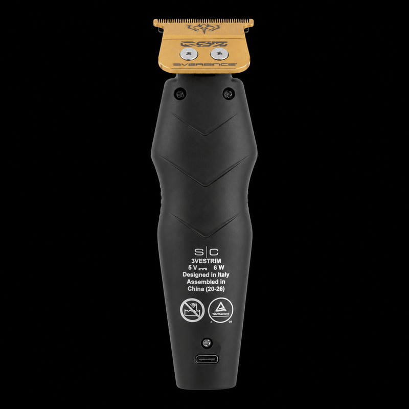 StyleCraft x 3Versince black trimmer with gold ES5 blade, rear profile