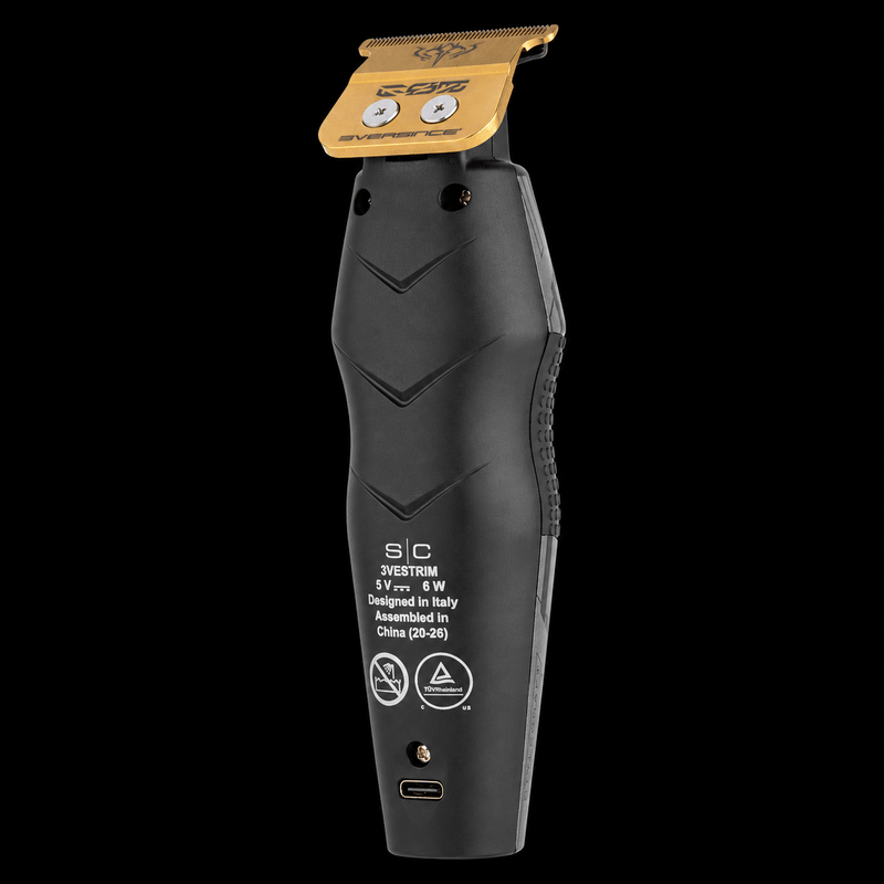 StyleCraft x 3Versince black trimmer with gold ES5 blade, back view